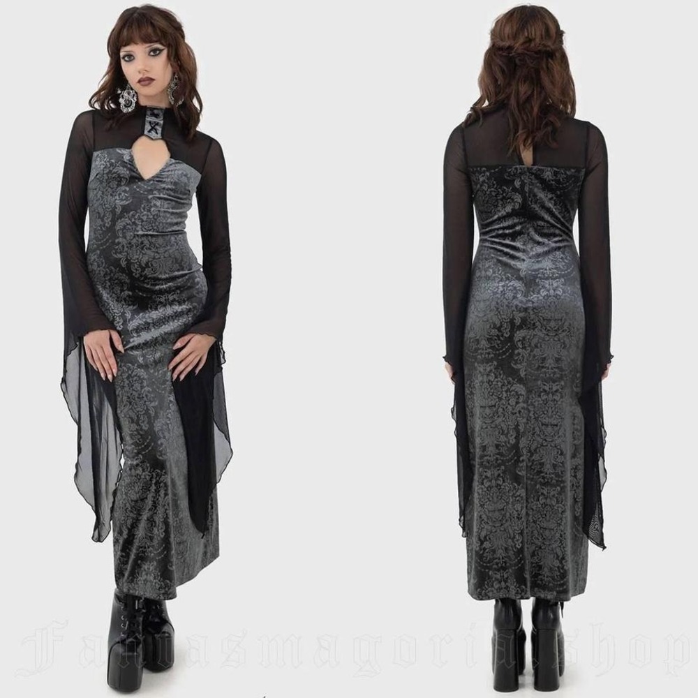 Killstar forenoon maxi dress flare mesh sleeve‎
